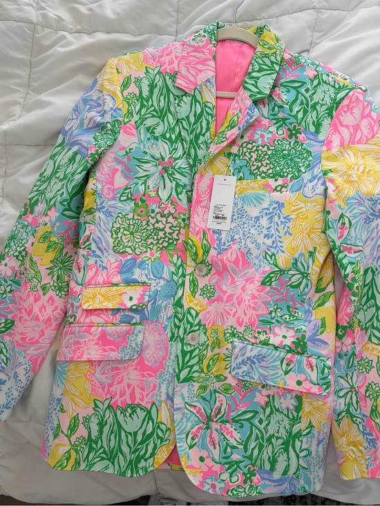 Lilly Pulitzer Other - Lilly Pulitzer Pink Floral-Print Blazer with Yellow & Green Accents